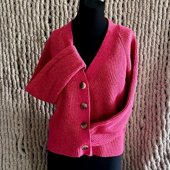 Old Navy Cozy Button-Up Pink Cardigan Sweater - Size M - Picture 7 of 11